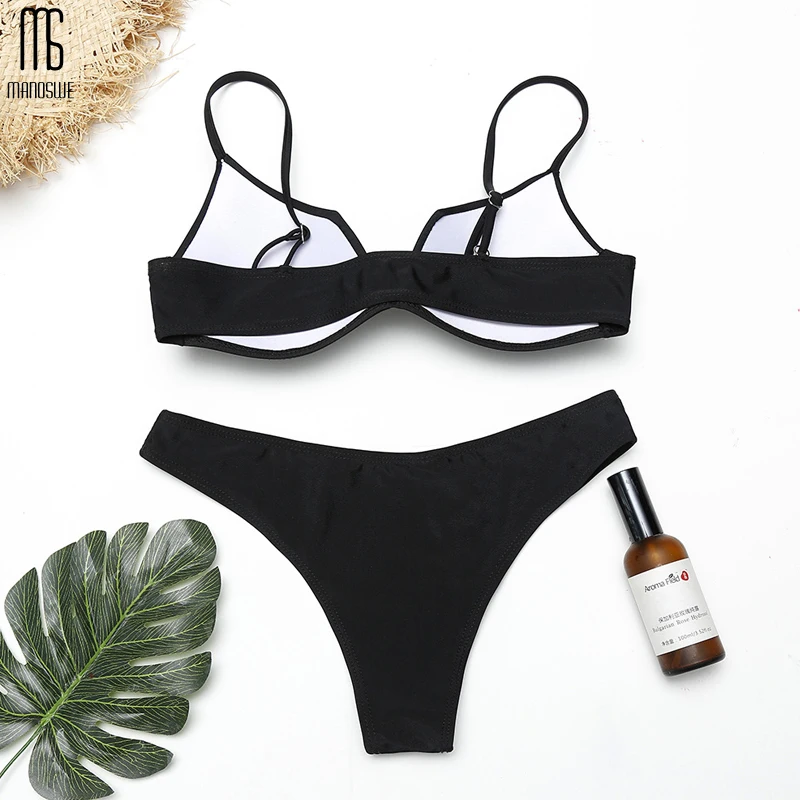 Manoswe черный с принтом сексуальный бандажный купальник набор 2019 новинка женский