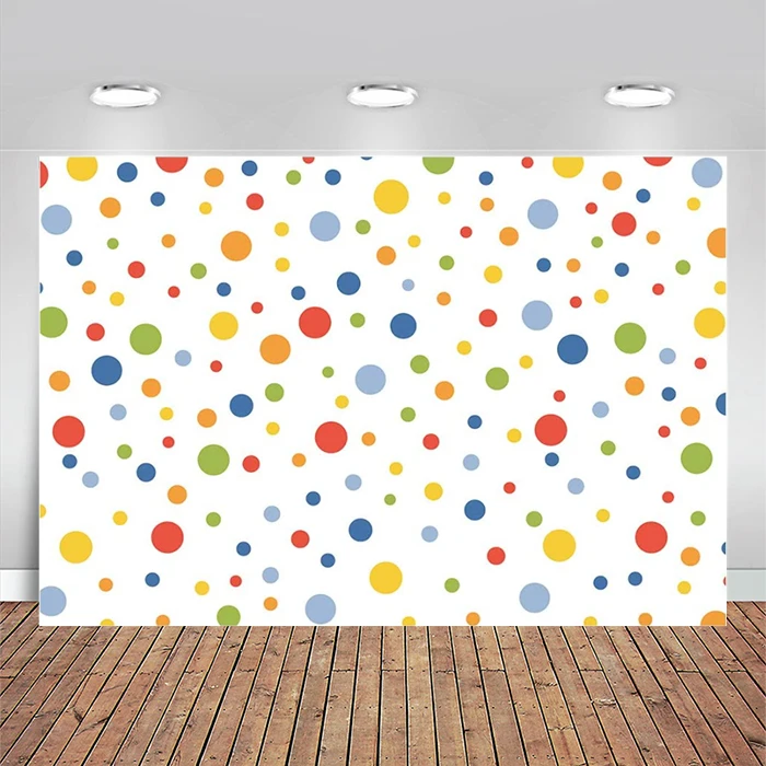 Colorful Dot Photography Backdrop for Cartoon Baby Shower 1st Birthday Party Dessert Table Banner Cake Smash Background