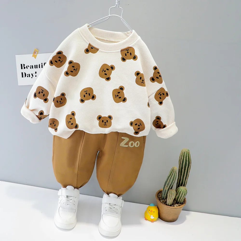 

Autumn Children's Wear Children's Set Boys and Girls Cartoon Printed Top Pants Two Piece Set New