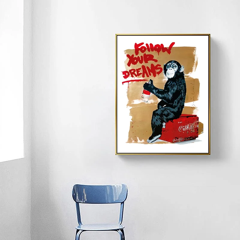 Современная Абстрактная забавная обезьяна панда эскизный постер Настенная