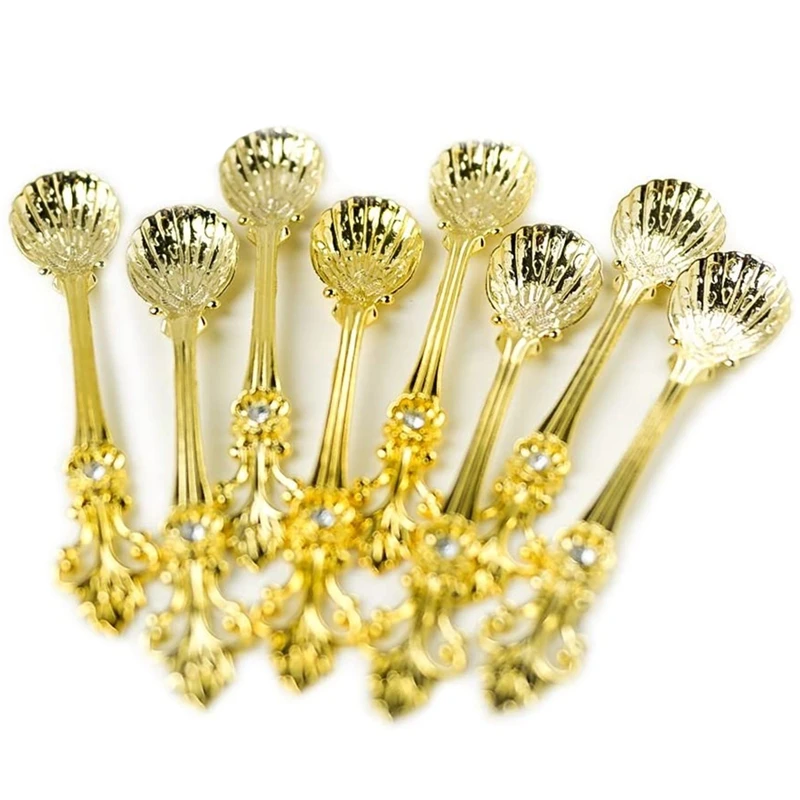 

Mini Spoons Set of 8 Kitchen - Coffee Espresso Demitasse Vintage Tea Spoon 11.8CM Long (Gold)