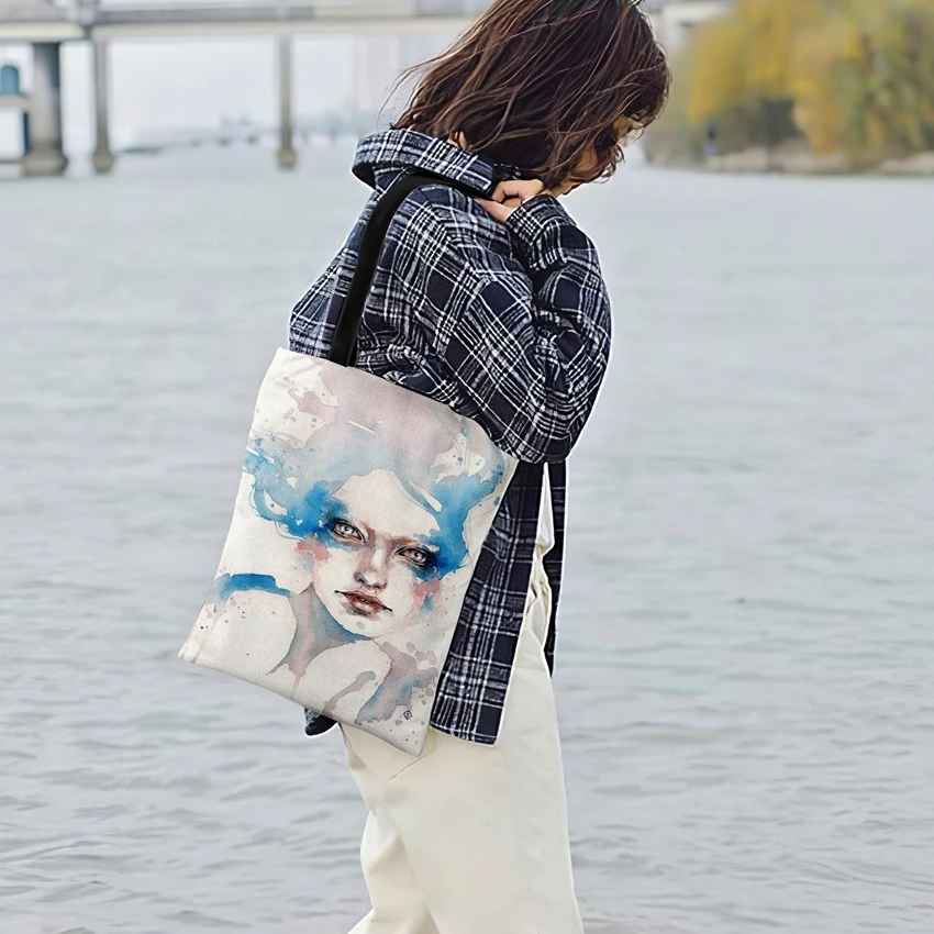 Женские сумки сумка на плечо складная для улицы пляжная сумка-тоут акварельная