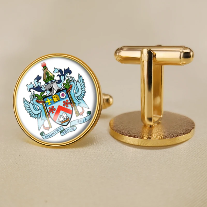 Герб Сент Китс и Невис карта национальный флаг эмблема запонки|Зажимы для