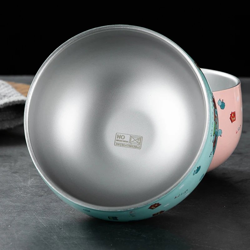 

Food Grade 316 Stainless Steel Bowls Embossed Kids Anti-Falling Drinkware Children's Anti-scalding Tableware