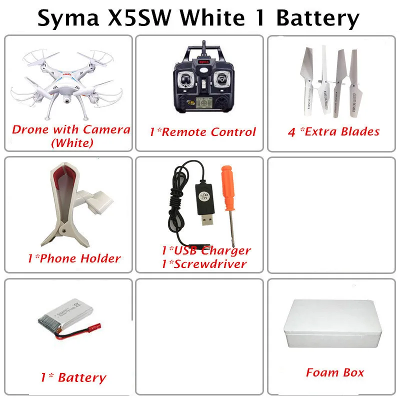 White SYMA X5SW дистанционным управлением и съемкой от первого лица Квадрокоптер с камерой Wi-Fi 2,4G 6-осевой пульт дистанционного управления Дрон profissional Дрон игрушки Рождественский подарок - Цвет: White