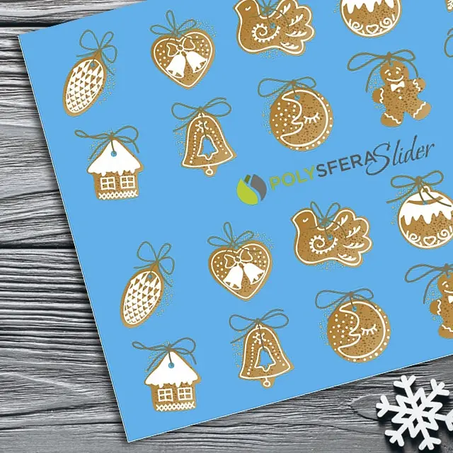 Слайдеры для ногтей P&ampW-048 слайдеры на любой фон PolysferaSlider наклейки новогодние |