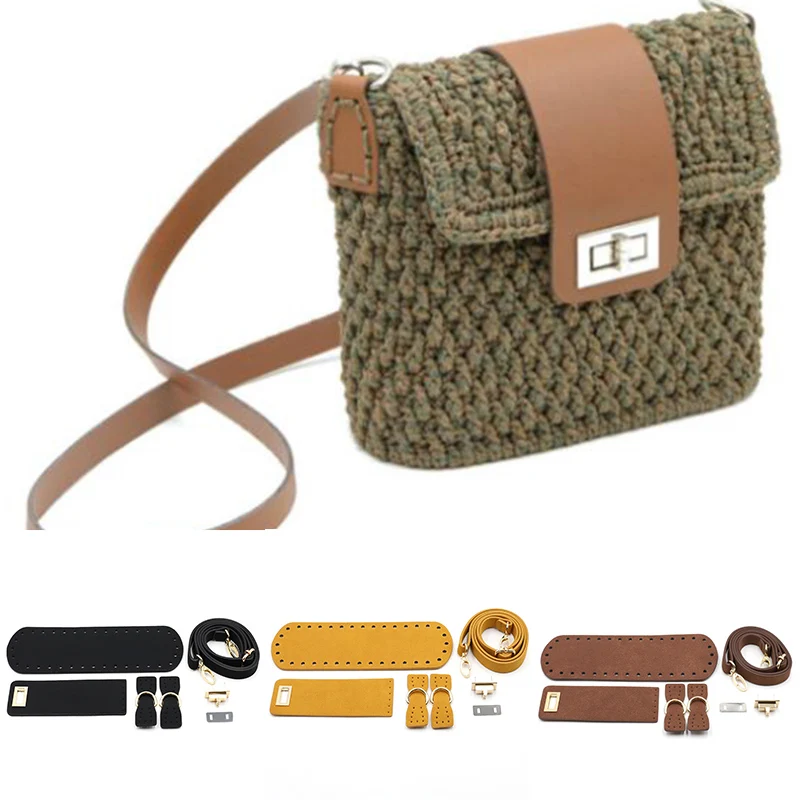 

1set DIY Shoulder Bag Accessory Women Handmade Handbag Shoulder Strap Belt Fashion PU Leather Hardware Bag Bottom Bags Cover