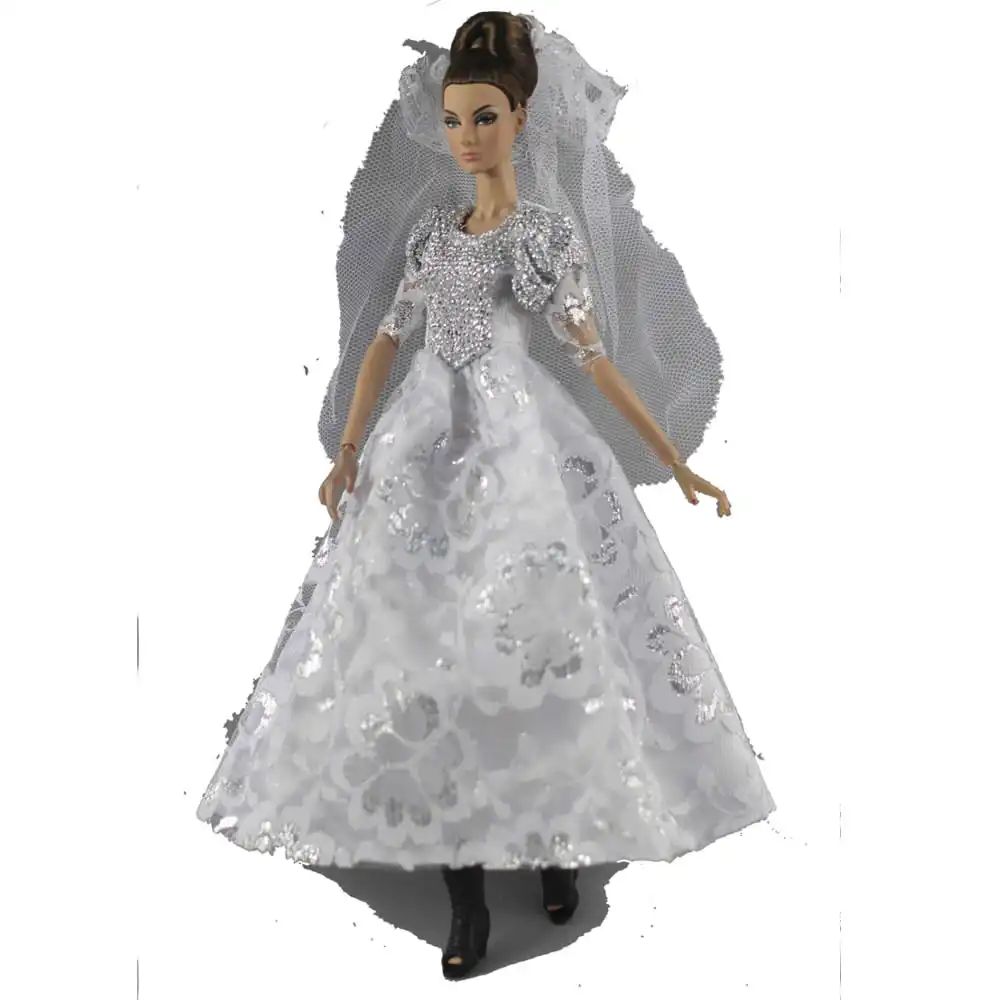 

White Wedding Dress Outfit Suit Sets for Barbie BJD FR SD Doll Clothes Role Play Accessories Toys for Girl