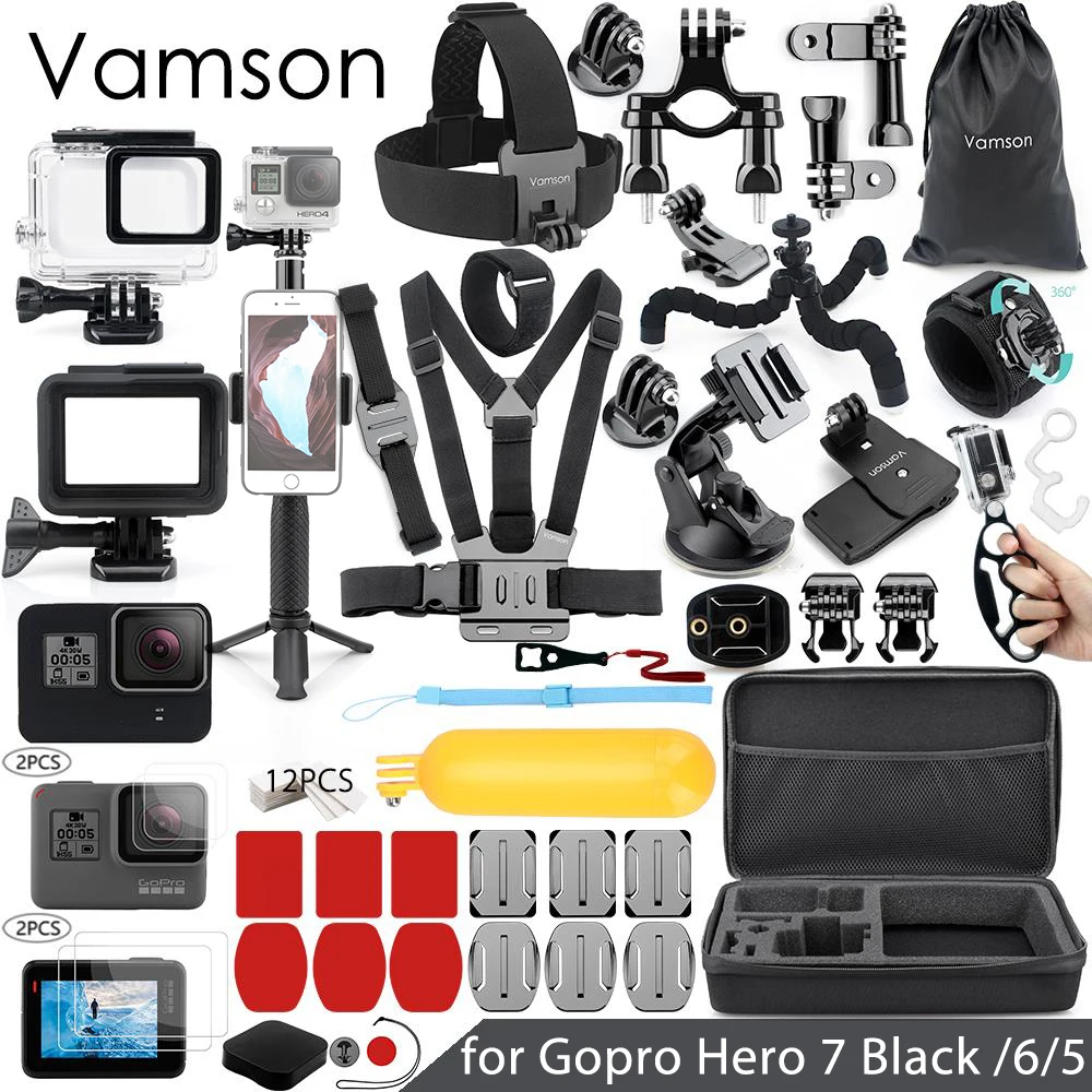 Vamson для Gopro 7 6 5 набор аксессуаров водонепроницаемый корпус защитный чехол монопод для Gopro hero 6 5 Спортивная камера Vamson VS10 - Цвет: VS11