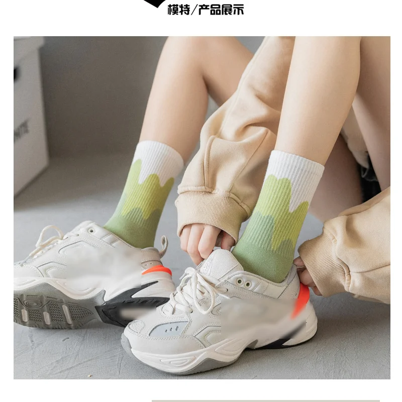 

Women Fashion Sweet Print Socks Striped Autumn And Winter Female Comfortable Female Casual Warm Ins Style Socks