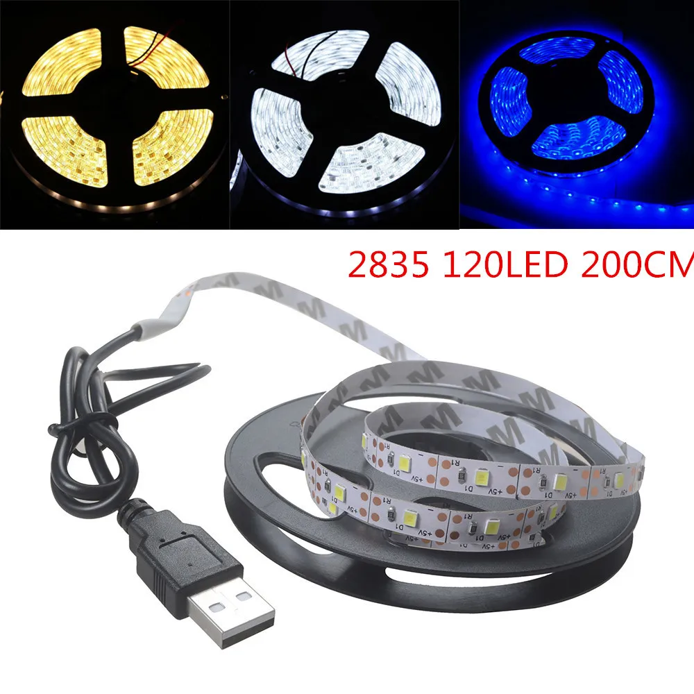 Bzoosio 5V 2835 30/60/120 SMD белый/теплый белый/синий светодиодный светильник для бара, телевизора, Автомобильный задний светильник ing USB самоклеящийся rgb светодиодный F1