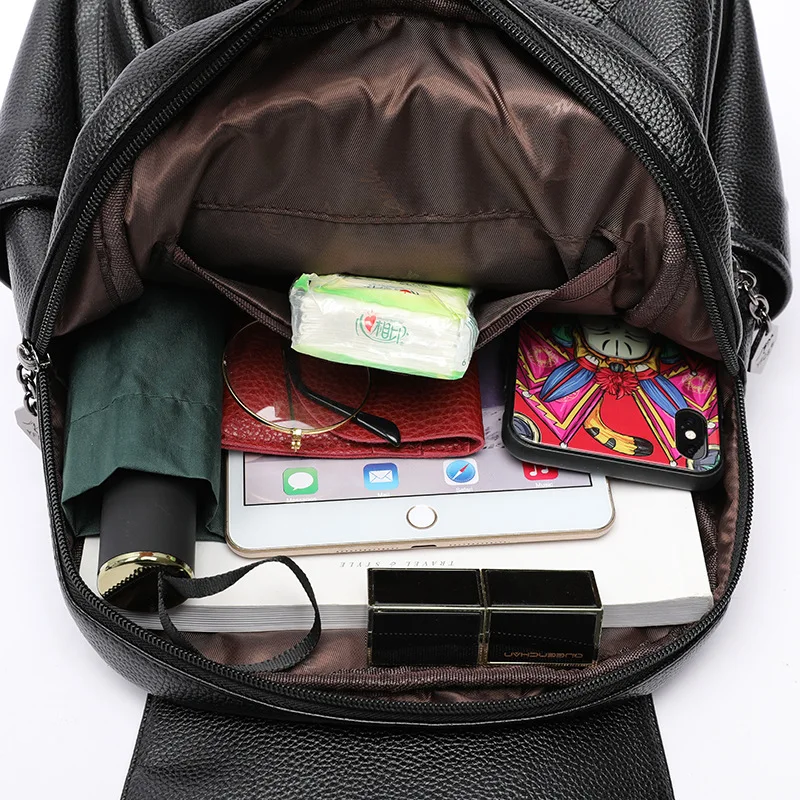 

New style ladies leisure tassel backpack high quality soft leather simple multifunctional large capacity backpack female bag