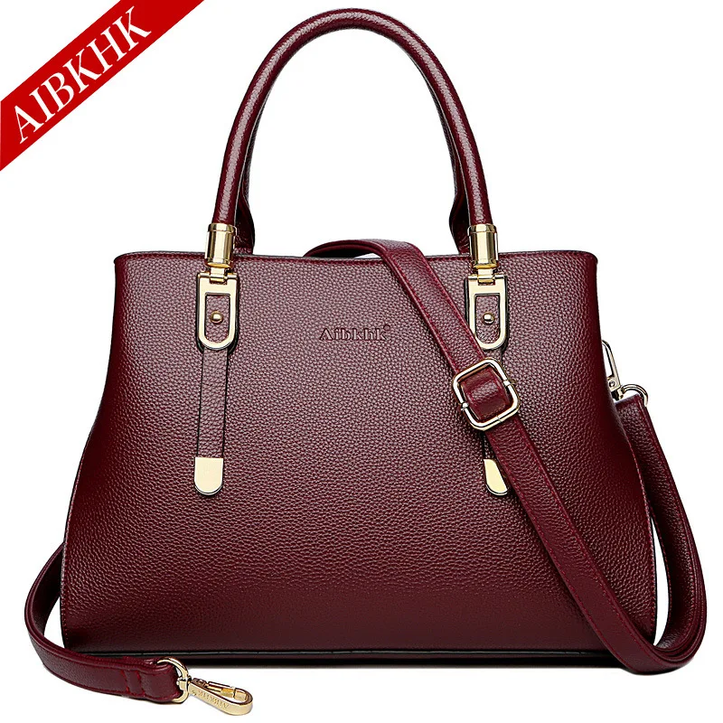 S9219-Burgundy Роскошные брендовые сумки из натуральной кожи, повседневные сумки через плечо для женщин, модные женские сумки через плечо, сумка-мессенджер - Цвет: S9219-Burgundy