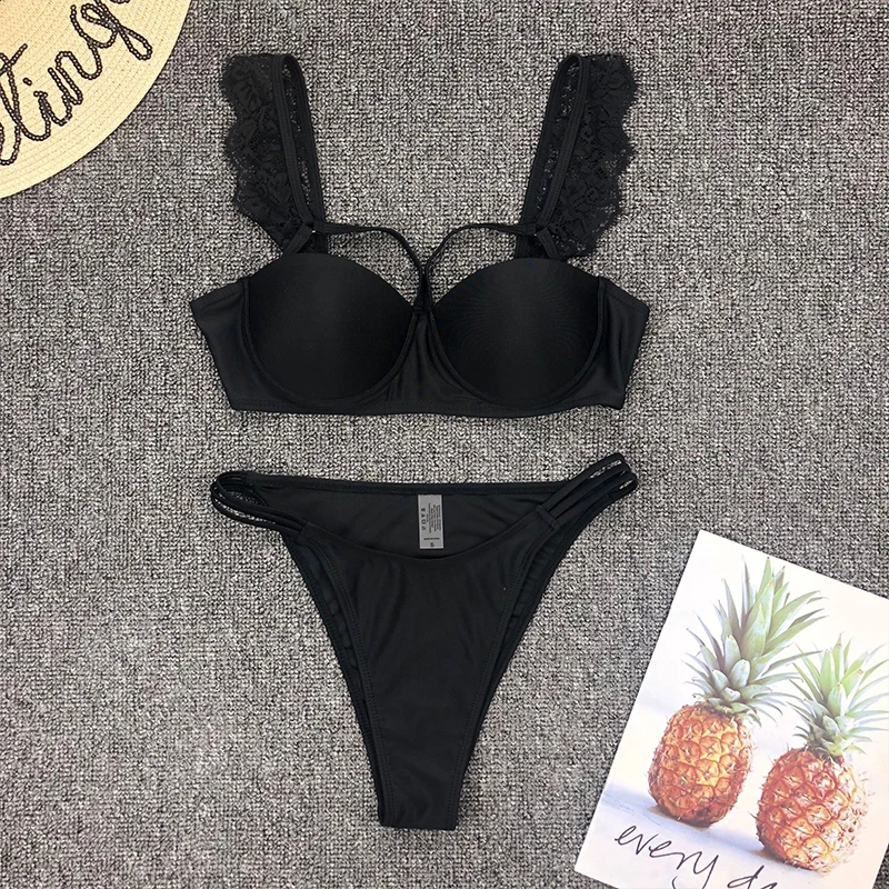 Винтажный сплошной черный купальник женское Бандажное бикини 2020 mujer открытый