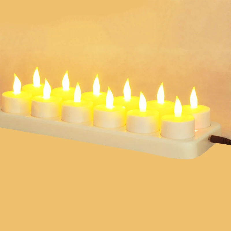 

Rechargeable LED Electric Candles, Flameless Flickering Tea Lights, Decorations for Christmas, Parties, Events, Weddings,Set of