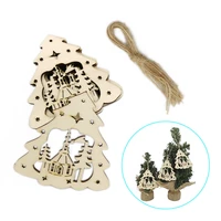 10pcs christmas wooden ornaments wood slices wood cutouts slices for diy craft christmas tree hanging embellishments