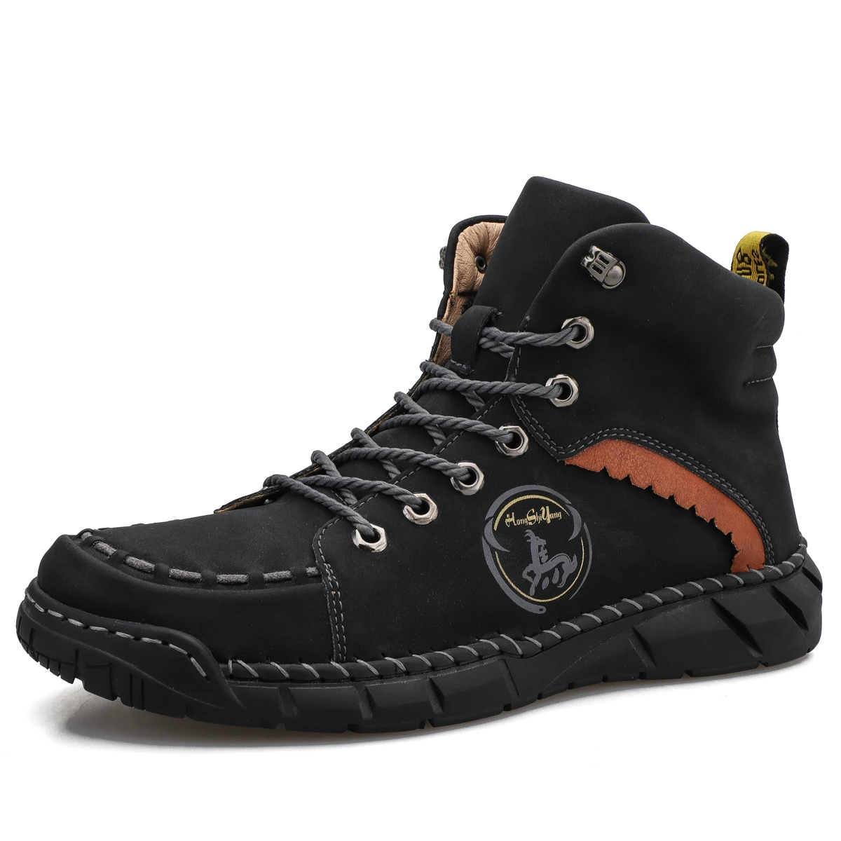Мужские кожаные кроссовки Ботинки Zapatos De Vestir Hombre Botas Trabajo ручной пошив на открытом