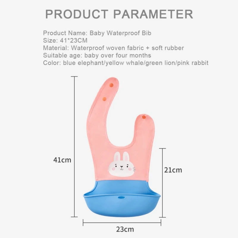 

Silicone Bib Waterproof Saliva Dripping Soft Edible Aprons Bibs Cartoon Newborn Baby Feeding Adjustable Burp Scarf