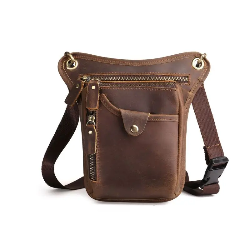 1 Men Motorcycle Rider Leather Drop Leg Bag Tactical Military Belt Waist Fanny Pack - Цвет: 1