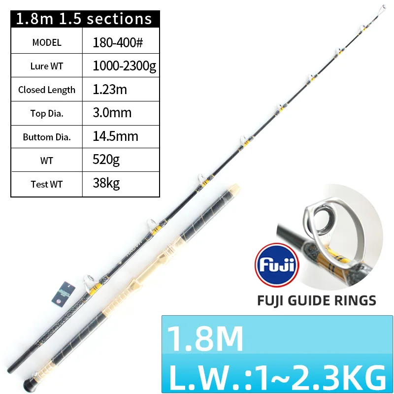 1.8m Lure Weight 1000g to 3000g HAOYUworkshop Solid Glass Fiber Soltwater DeepSea Boat Fishing Rods Made In China - - Цена: 9904.11
