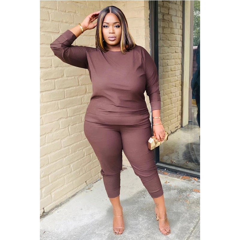 

Kayotuas Women Plus Size Solid Color Set Long Sleeve Tops+Pants Suit Sweatsuit Tracksuit Female Outfit Sleepwear Loungewear