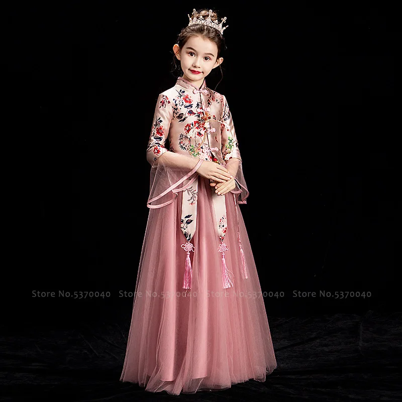 Детская мода для девочек Традиционный китайский Hanfu Тан костюм принцессы