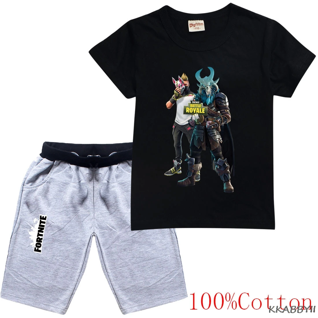 Летняя детская модная футболка и шорты Fortnites с мультяшным рисунком для мальчиков и девочек, 2 шт./компл., повседневная одежда, детские спортивные костюмы