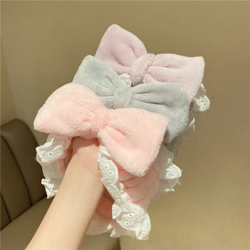 

Coral Fleece Soft Headband Face Washing Bow Hairband Elastic Hair Band For Women Girl Wash Face Turban Headwear Hair Accessories
