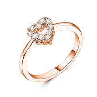 fashion romantic crystal hollow heart shaped wedding rings for women rose gold silver engagement rings jewelry party gifts