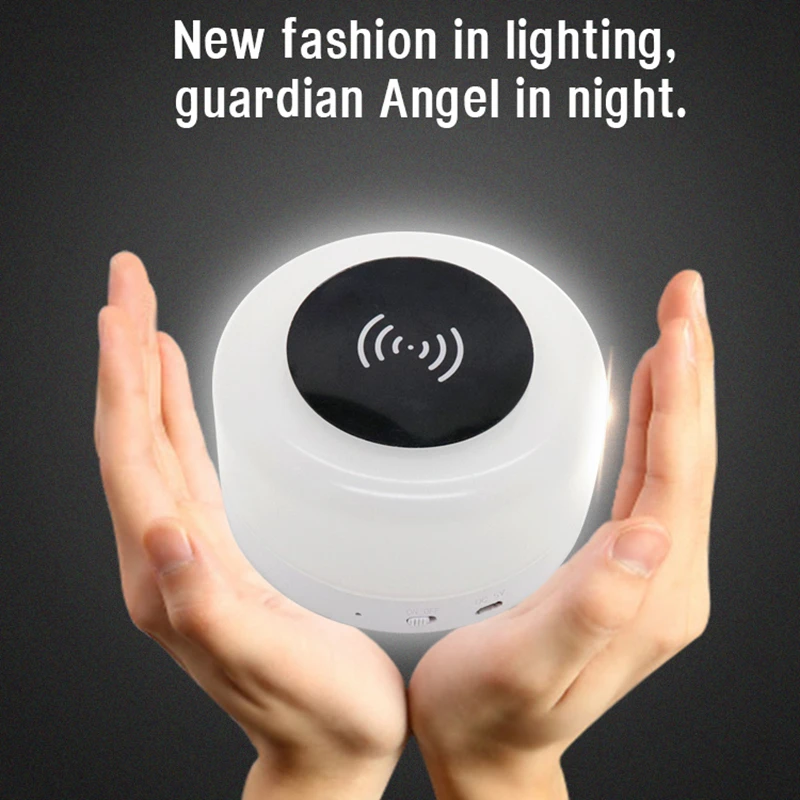 

LED Multi-Function Portable Pat Lamp USB Rechargeable Night Light Qi Wireless Charging for Mobile phone Smart Table Lamp