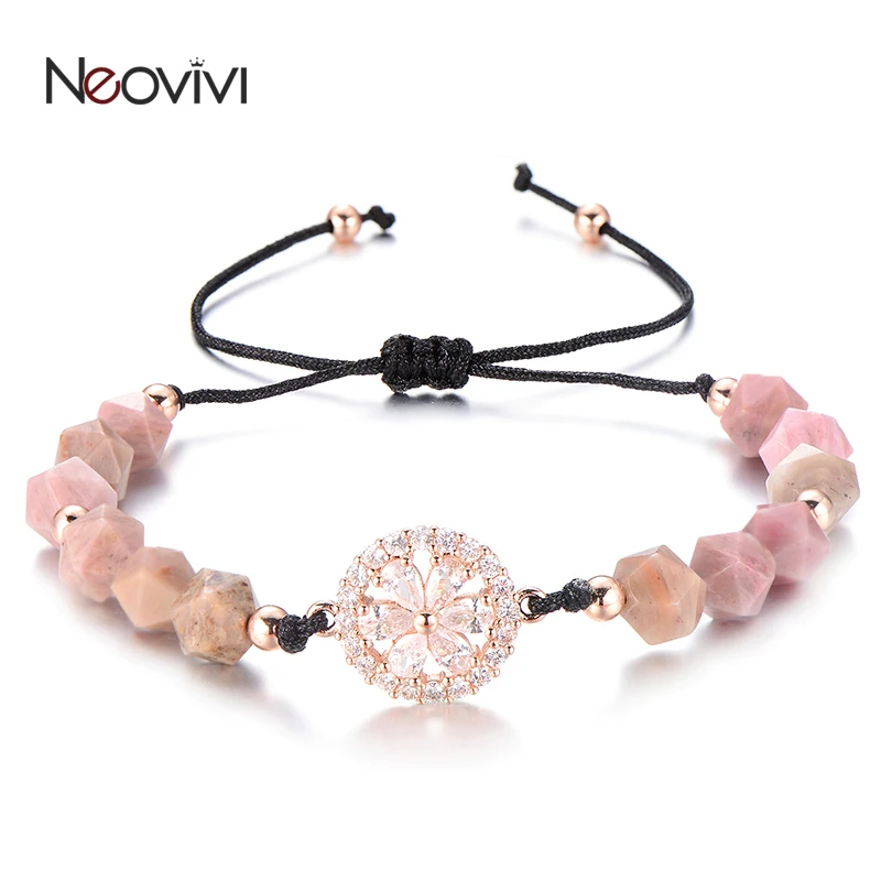 Браслет женский из натурального камня с гранеными бусинами | Украшения и