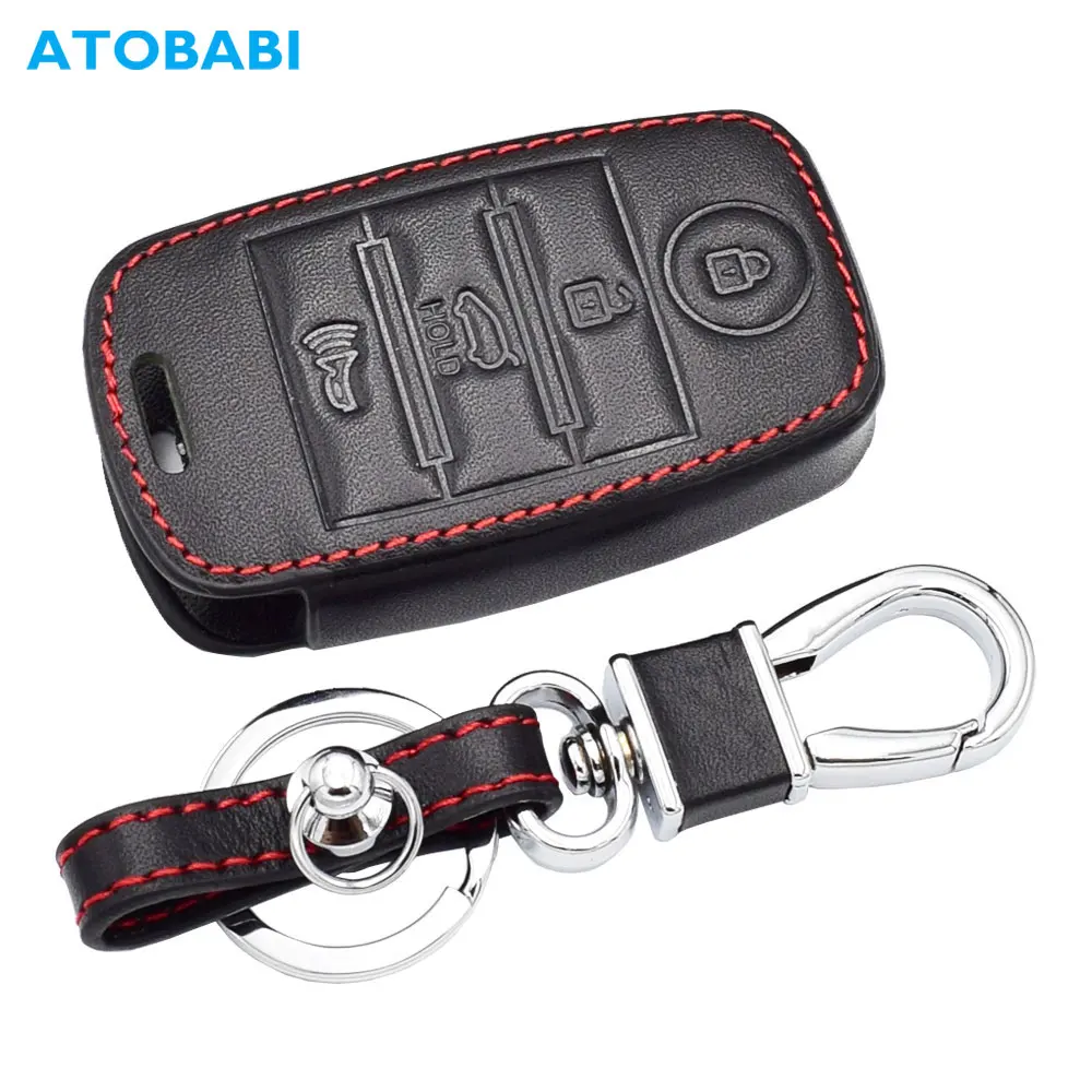 Кожаный чехол для автомобильных ключей с 4 кнопками смарт брелок дистанционным