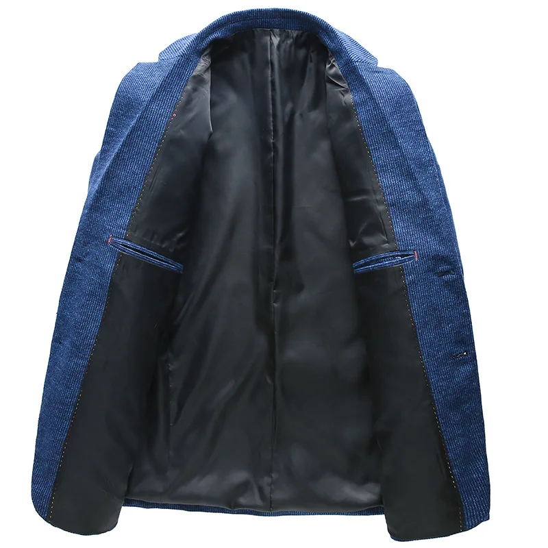 

2021 new two-button blue slim body blazer casual vertical stripe plus size wedding business high quality suit small coat S-4XL