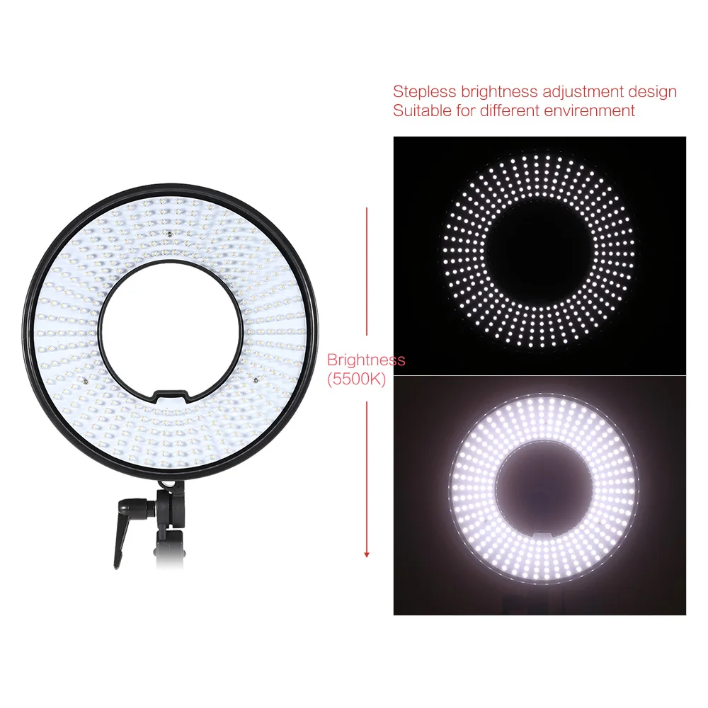 Andoer 300 светодиодный светильник для видео кольцевой селфи фотосъемки камеры
