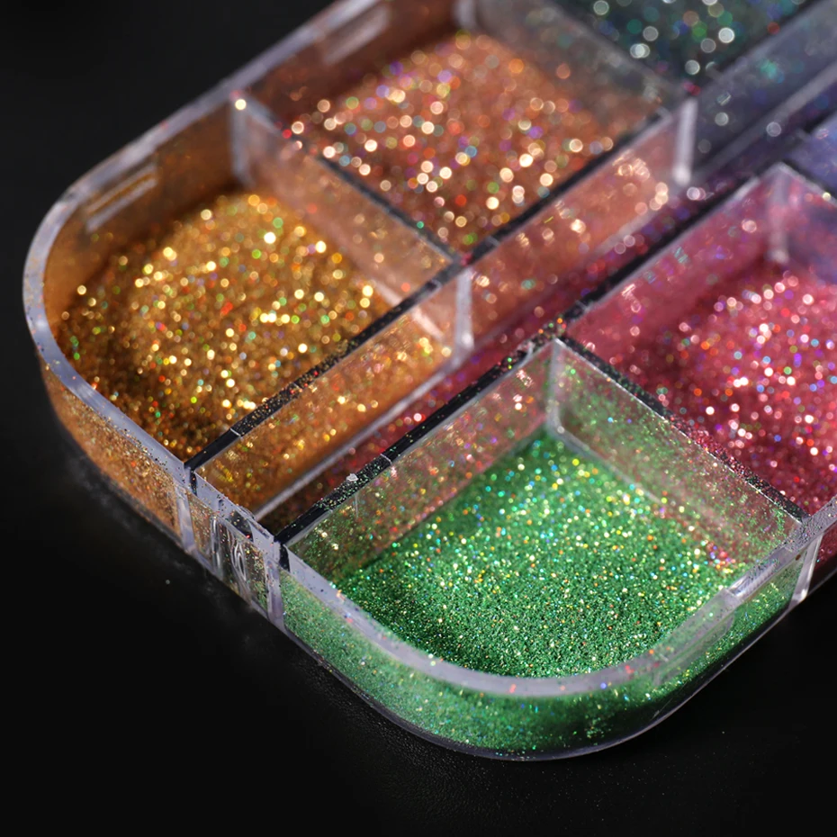 12 жир градиентный голографический лазер дизайн ногтей Блестящий зеркальный