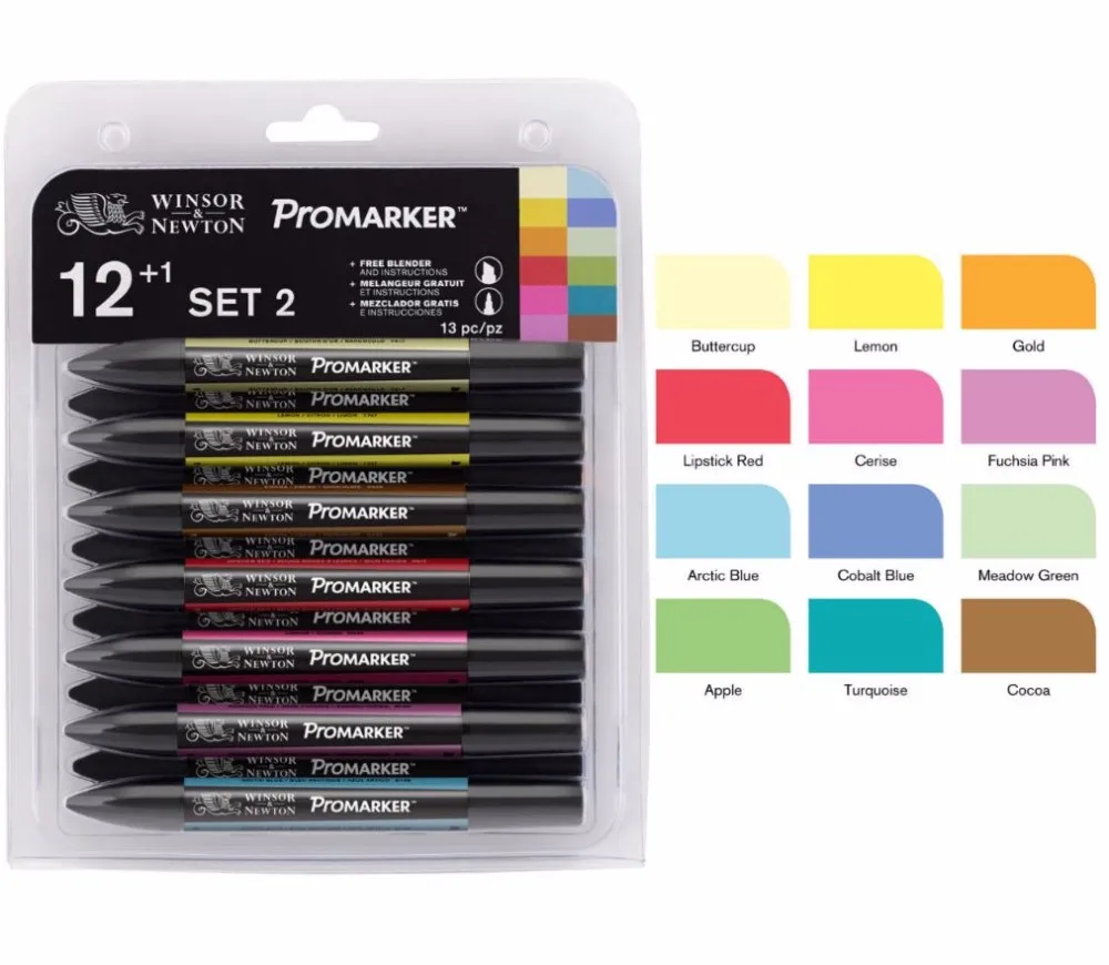 WINSOR& NEWTON Promarkers набор двухконцевых маркеров на спиртовой основе 6 цветов и 12 цветов дизайн Профессиональный маркер для художников