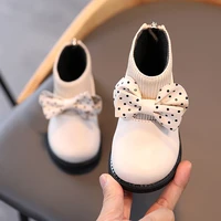 new girls princess boots children shoes autumn winter plus cotton martin boots kids baby pu leather bow toddler flat boots g131