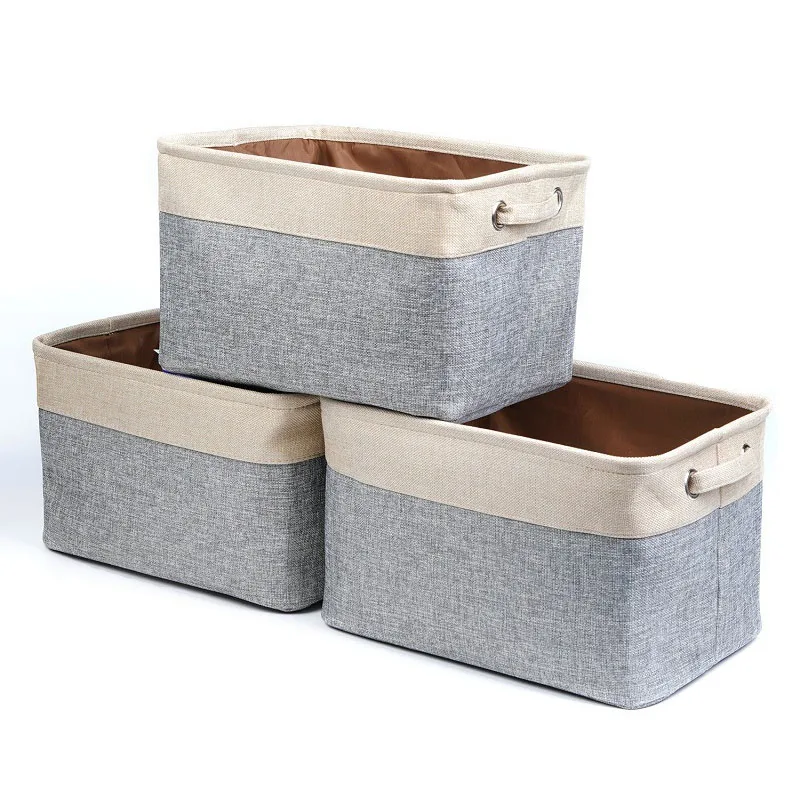 

Foldable Cotton Linen Storage Basket Cube Laundry Basket Toy Organizer Bags Desktop Sundries Organizer Pet Toy Storage Box Bins