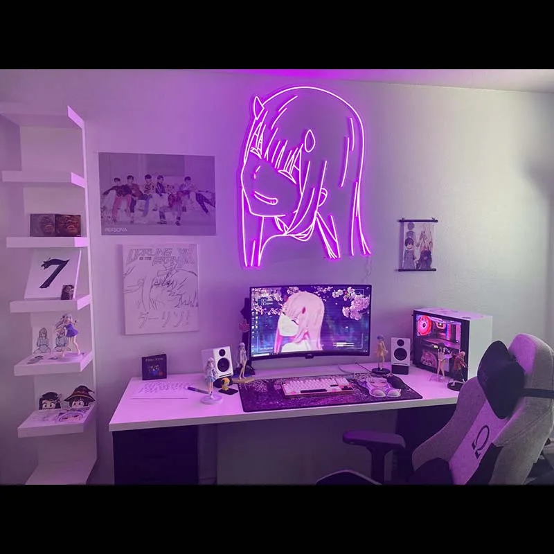Zero-signo de dos Led ne&oacute;n, decoraci&oacute;n personalizada, acr&iacute;lico para tienda, fiesta, regalo, decoraci&oacute;n Kawaii para el hogar-1