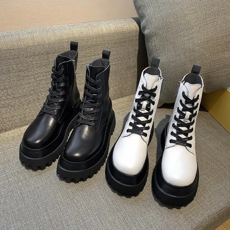 

2021 Mid-tube All-match Student Single Boots with Thick-soled Casual Knight Boots