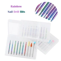 10pcsbox rainbow diamond nail drill bits 332 milling cutter for electric manicure grinder cuticle remover rotate accessories