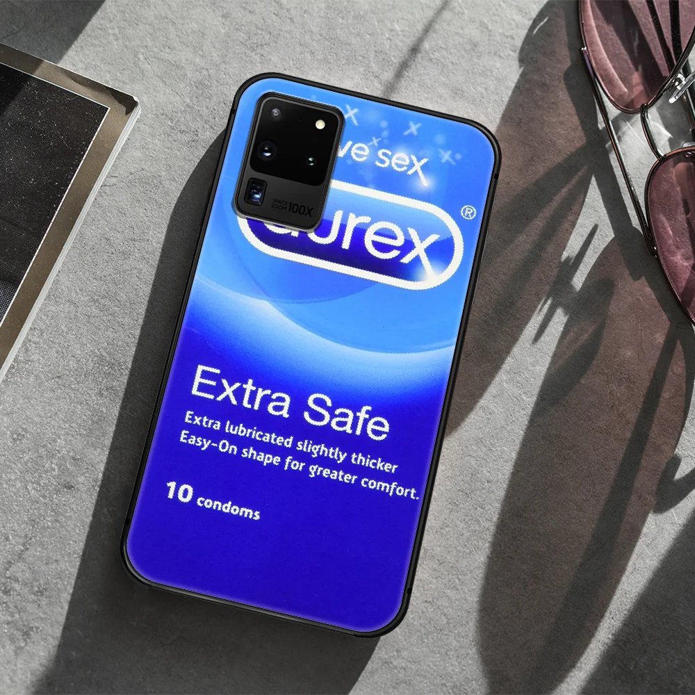 

Durex Brand Phone Case Cover Hull For Samsung Galaxy S 7 8 9 10 e 20 FE edge uitra plus Note 9 10 20 black Prime Tpu Cover
