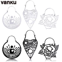 vanku 2pcs stainless steel dangle drop earrings ear plugs tunnels light weight jewelry piercing ear hangers hollow flower shape