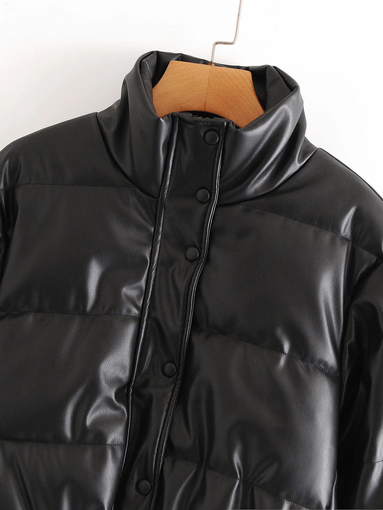

2020winter imitation leather cotton jacket women's PU leather padded jacket