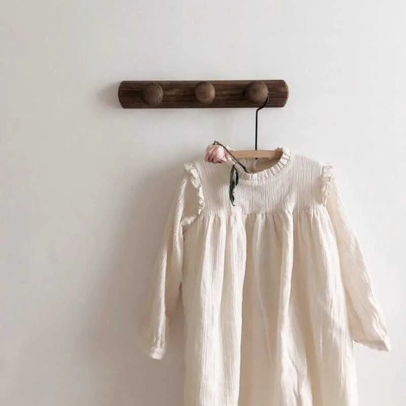 2020 Japan korean Toddler Baby Girl Dress Ruffles Linen Girls Long Sleeve Brand Cotton Princess Autumn Clothes | Детская одежда и