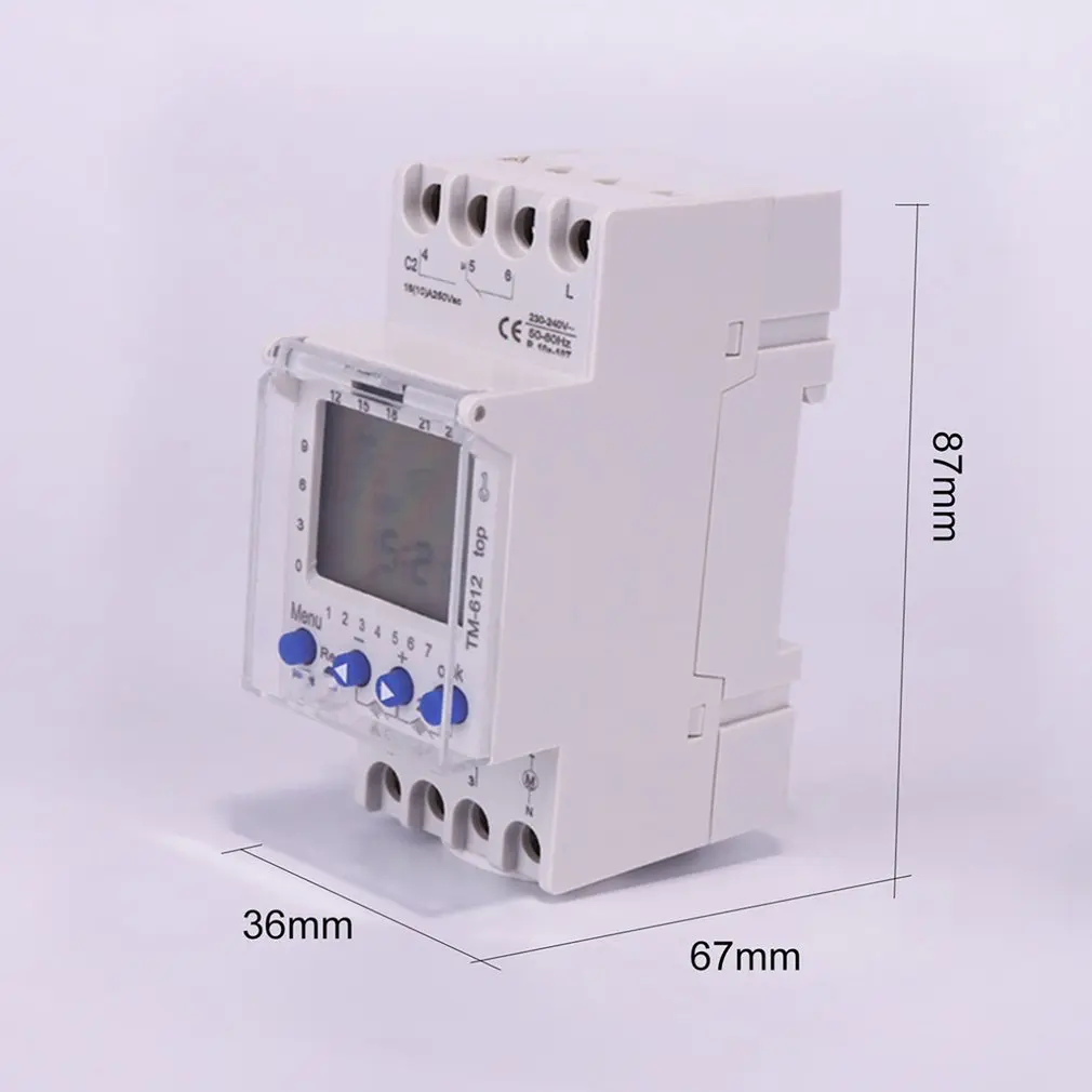 

SINOTIMER TM612 Timer Switch 24h On Large 2-channel LCD Display With Two Relay Outputs 220V Timer Switch