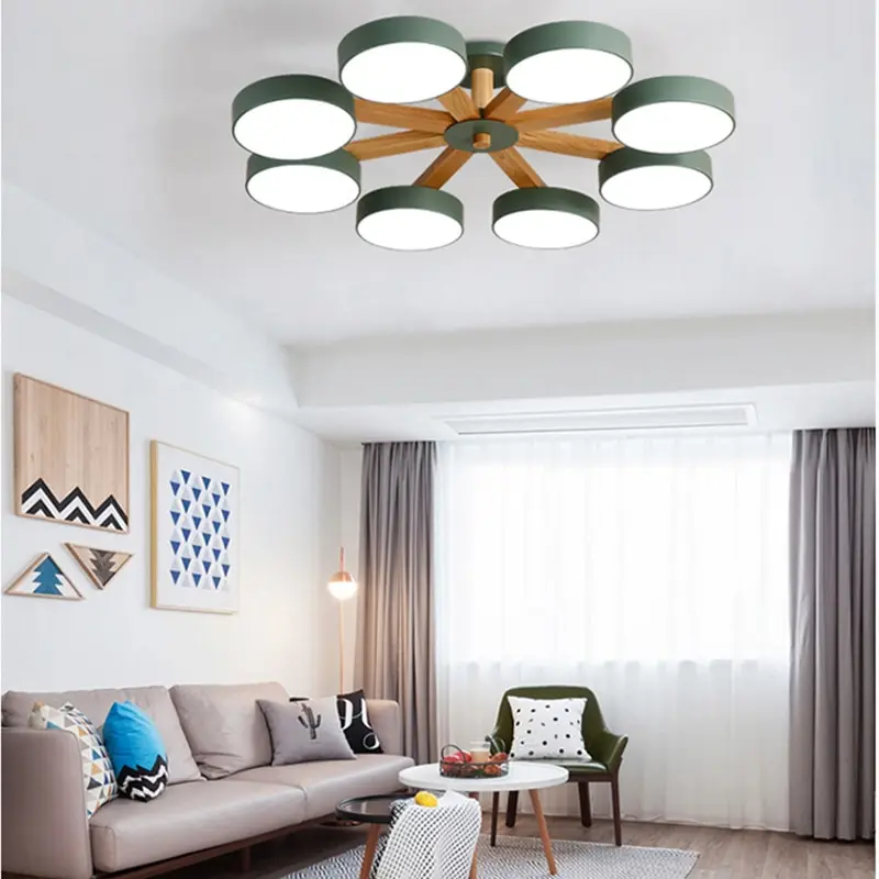 Скандинавский светодиодный светильник из цельного дерева люстра для столовой