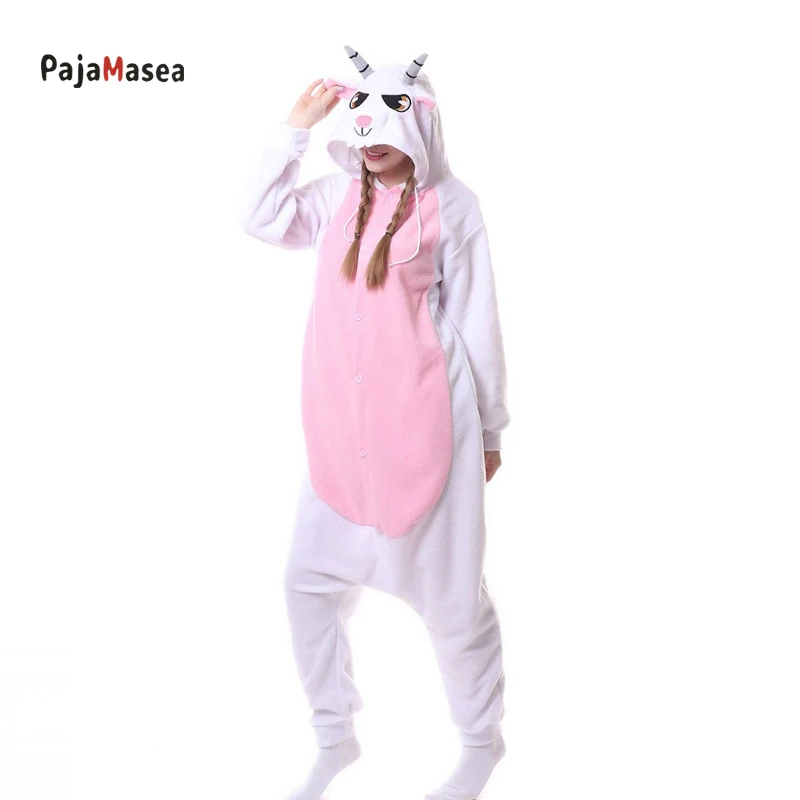 PAJAMASEA белая Коза комбинезон Животные Мужские взрослые мультфильм флис зимняя