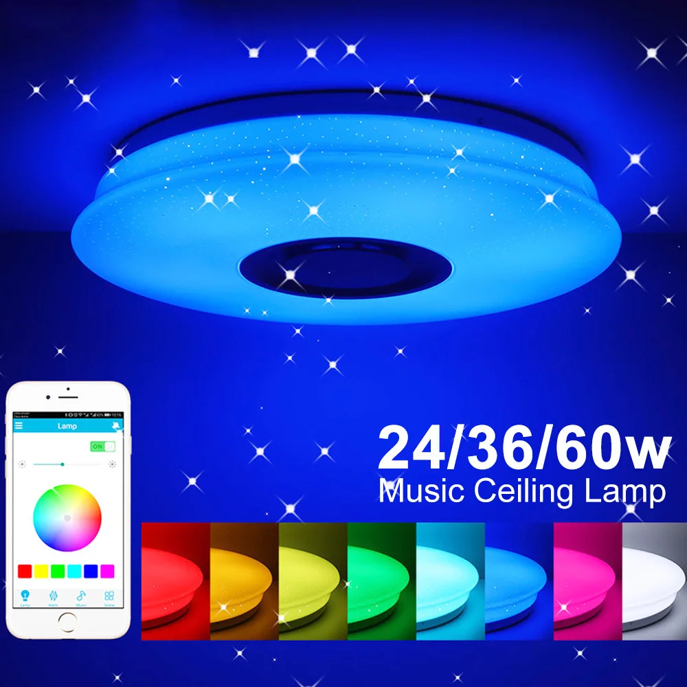 

Nordic LED RGB Ceiling Light for Bedroom Music Ceiling Lamp with Bluetooth Speaker Dimmable Home Decoration Living Room Lighting