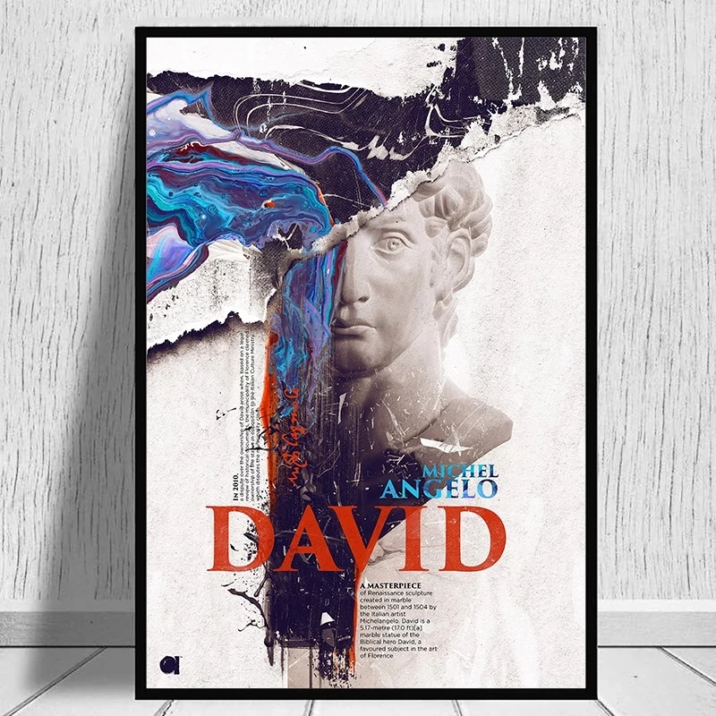 

David Sculpture Introduction Poster Canvas Painting Posters and Prints Michelangelo Wall Art Cuadros for Living Room Decor